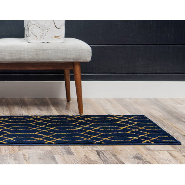 MarilynMonroe Glam Geometric Navy Blue/Gold Area Rug & Reviews Wayfair